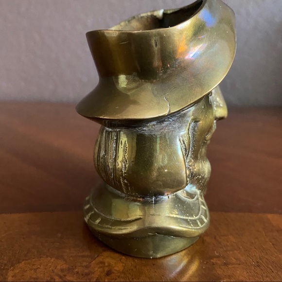Vintage Pirate Swashbuckler Head  Brass Pen Holder - Picture 7 of 12